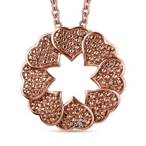 Karis Natural Champagne Diamond Accent Floral Pendant in 18K RG Plated with ION Plated RG Stainless Steel 20 Inches