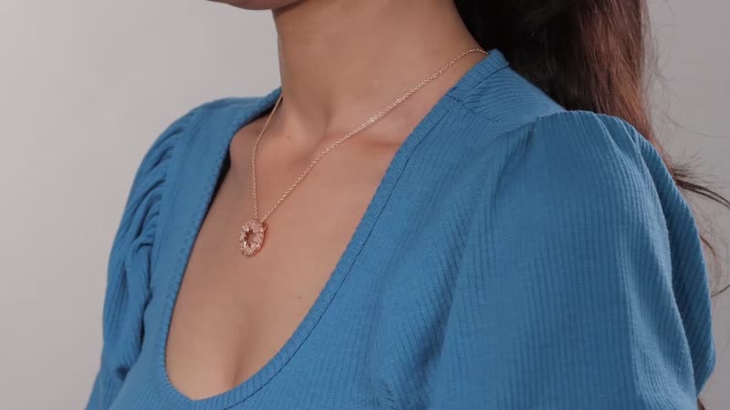 Karis Natural Champagne Diamond Accent Floral Pendant without Chain in 18K RG Plated with ION Plated RG Stainless Steel 20 Inches