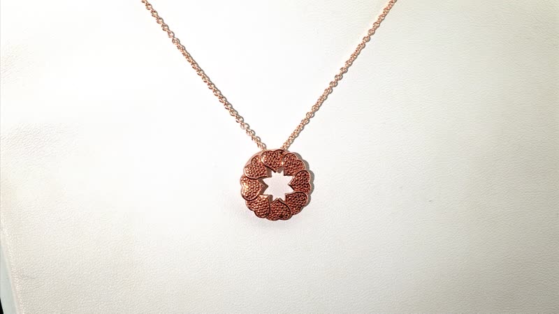 Karis Natural Champagne Diamond Accent Floral Pendant without Chain in 18K RG Plated with ION Plated RG Stainless Steel 20 Inches