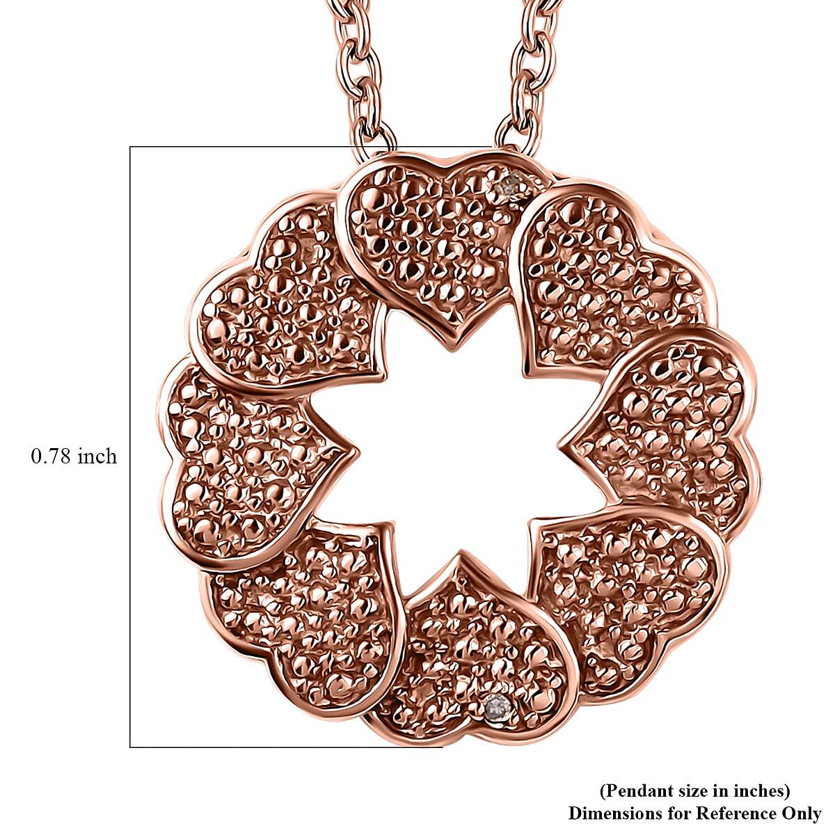 Karis Natural Champagne Diamond Accent Floral Pendant without Chain in 18K RG Plated with ION Plated RG Stainless Steel 20 Inches