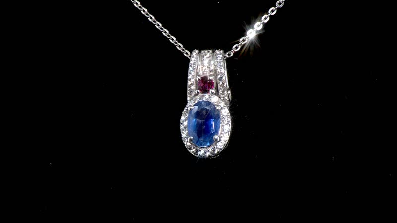 Ceylon Blue Sapphire and Multi Gemstone 1.50 ctw Mystic Twilight Pendant Necklace in Rhodium Over Sterling Silver 20 Inches