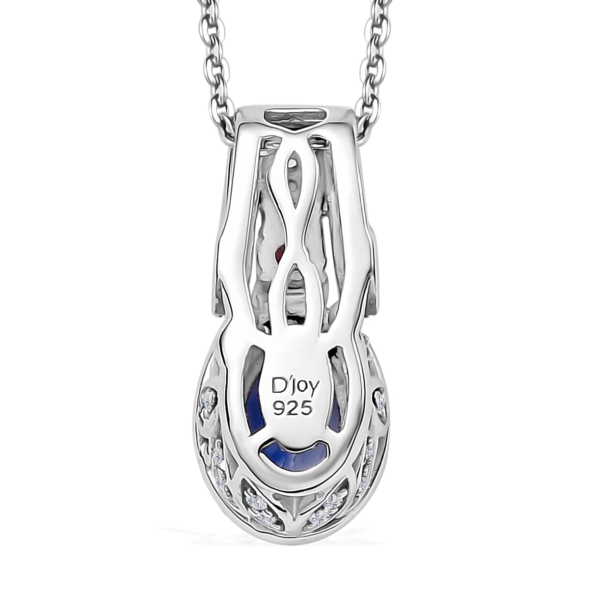Ceylon Blue Sapphire and Multi Gemstone 1.50 ctw Mystic Twilight Pendant Necklace in Rhodium Over Sterling Silver 20 Inches