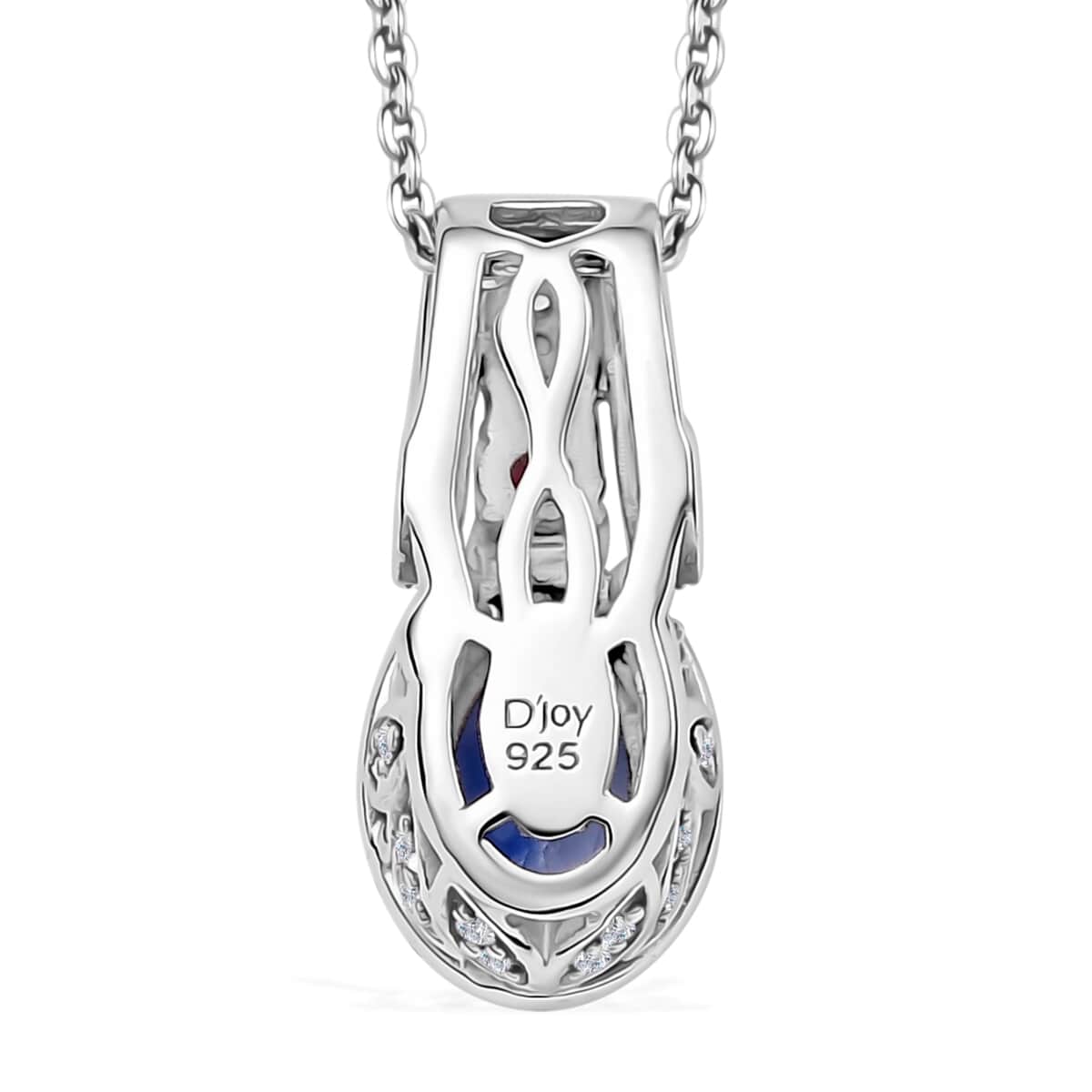 Ceylon Blue Sapphire and Multi Gemstone 1.50 ctw Mystic Twilight Pendant Necklace in Rhodium Over Sterling Silver 20 Inches image number 4