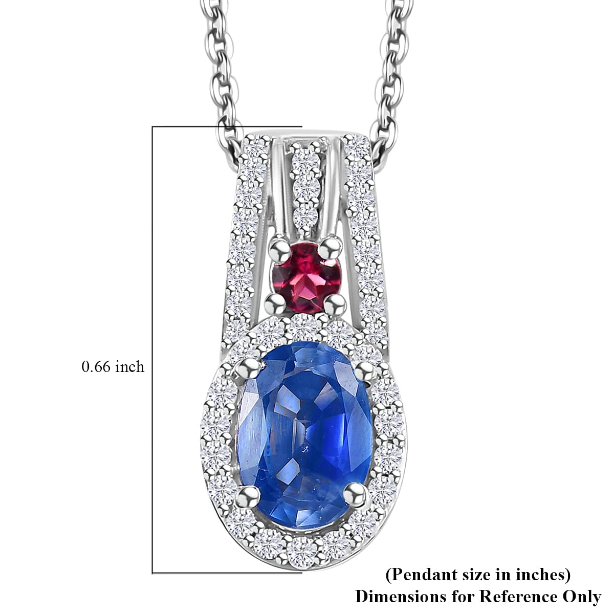 Ceylon Blue Sapphire and Multi Gemstone 1.50 ctw Mystic Twilight Pendant Necklace in Rhodium Over Sterling Silver 20 Inches