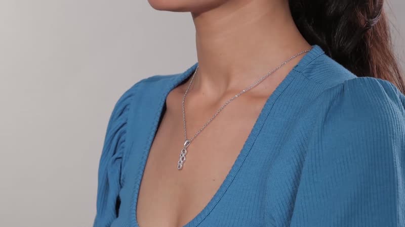 Diamond Accent Pendant Necklace 20 Inches in Stainless Steel