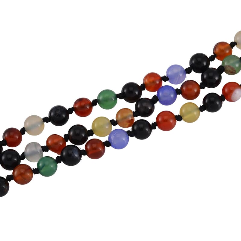 Set of 2 Multi Gemstone and Lapis Lazuli Beaded Endless Necklace (60 Inches) 742.00 ctw