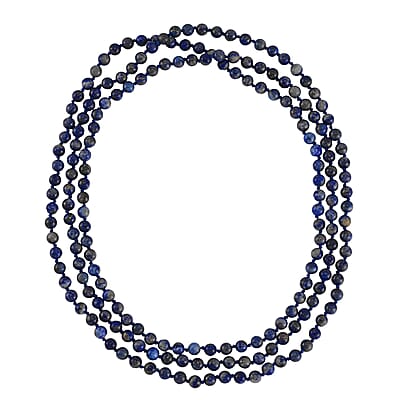 Set of 2 Multi Gemstone and Lapis Lazuli Beaded Endless Necklace (60 Inches) 742.00 ctw