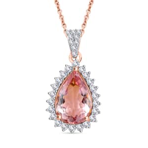 By Tony Diniz Luxoro AAAA Pink Morganite and Diamond 3.05 ctw G-H I2 Pendant Necklace in 14K Rose Gold 18 Inches