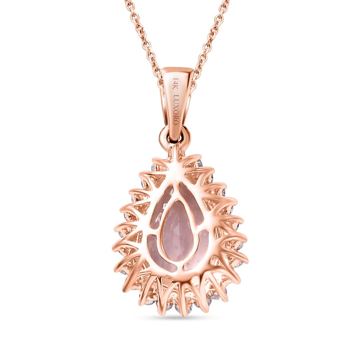 By Tony Diniz Luxoro AAAA Pink Morganite and Diamond 3.05 ctw G-H I2 Pendant Necklace in 14K Rose Gold 18 Inches image number 4