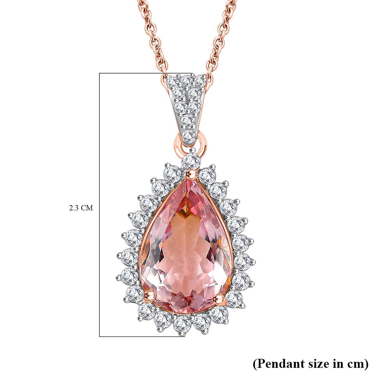Luxoro AAA Pink Morganite and Diamond 3.05 ctw G-H I2 Pendant Necklace in 14K Rose Gold 18 Inches
