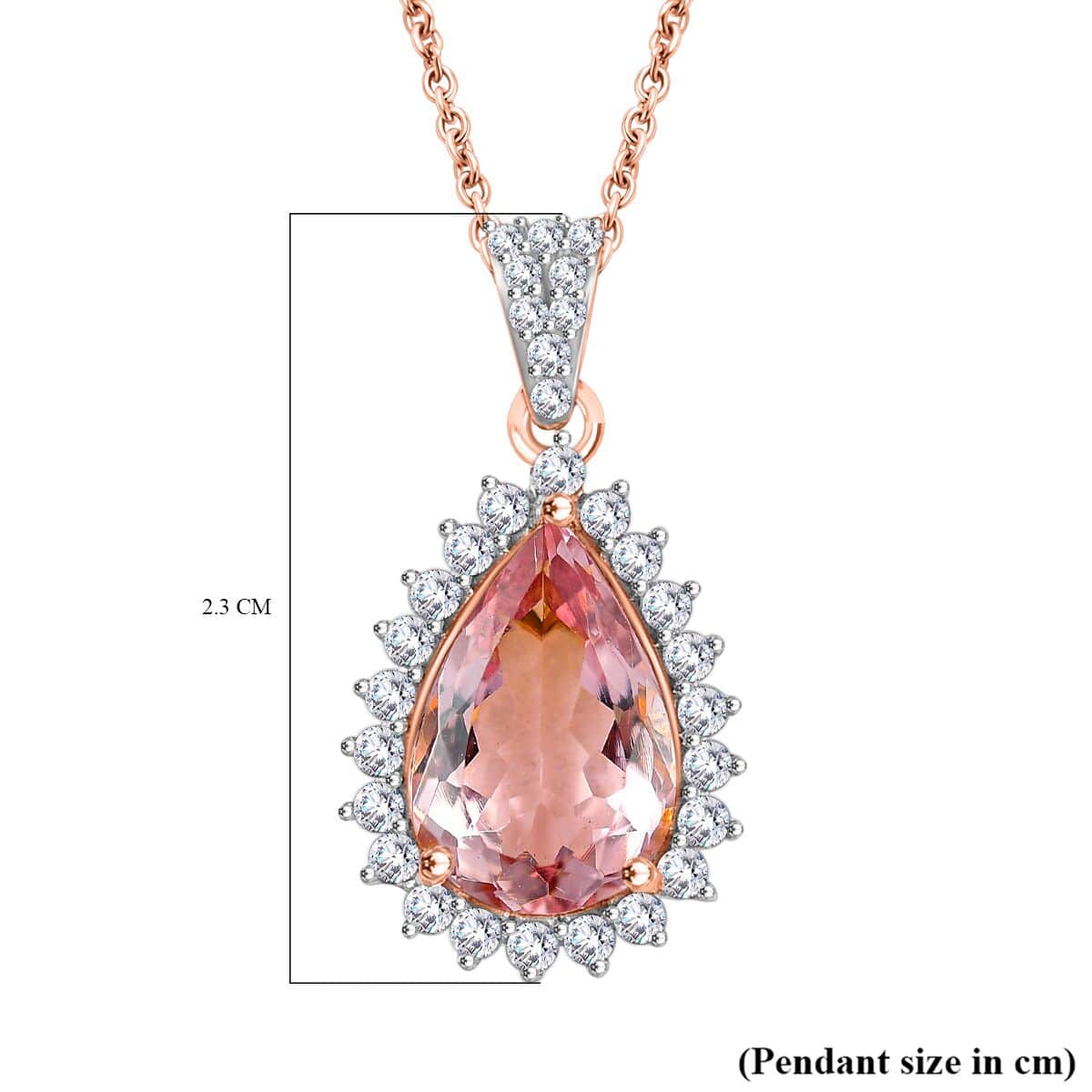 By Tony Diniz Luxoro AAAA Pink Morganite and Diamond 3.05 ctw G-H I2 Pendant Necklace in 14K Rose Gold 18 Inches image number 5