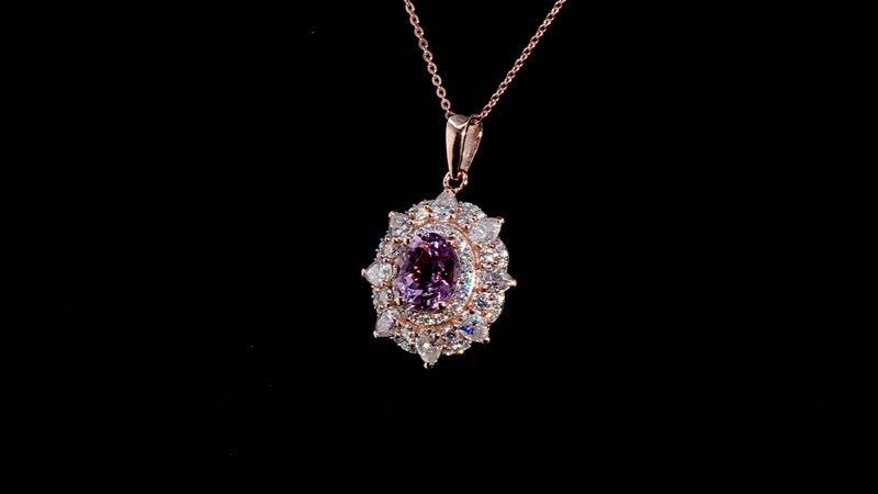 Martha Rocha Kunzite and Moissanite 4.20 ctw Celtic Love Knot Pendant Necklace in 18K Vermeil Rose Gold Over Sterling Silver 20 Inches