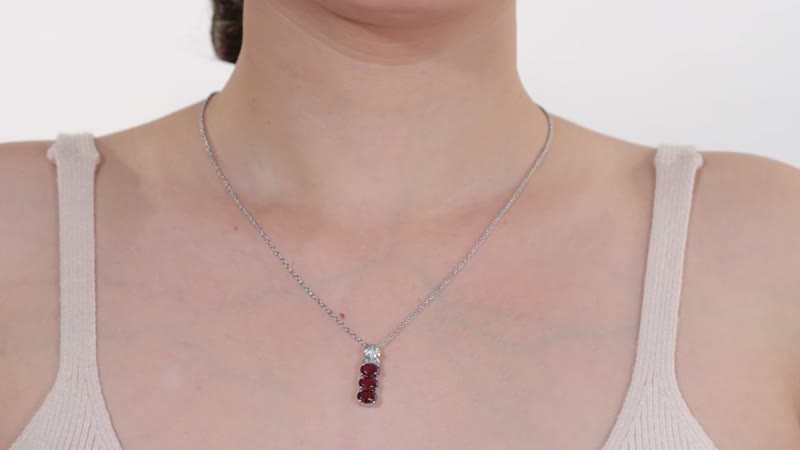 Mozambique Garnet 3 Stone Ring (Size 5) and Pendant Necklace (20 Inches) in Stainless Steel 5.70 ctw