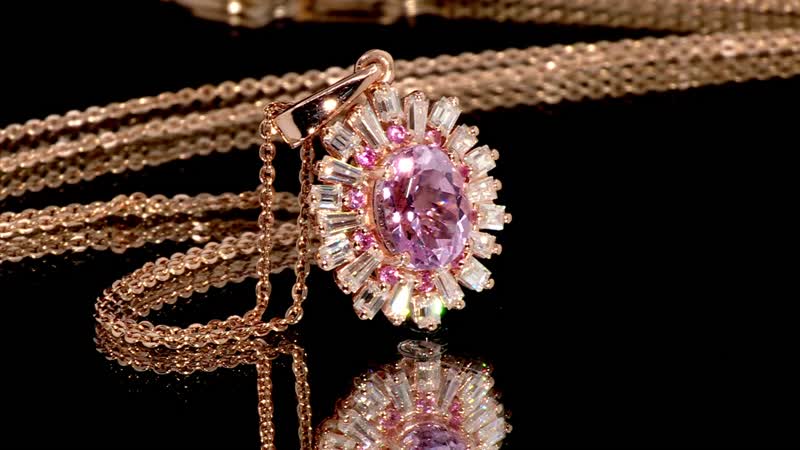 Martha Rocha Kunzite and Multi Gemstone 2.40 ctw Sparkling Love Pendant Necklace in 18K Vermeil Rose Gold Over Sterling Silver 20 Inches