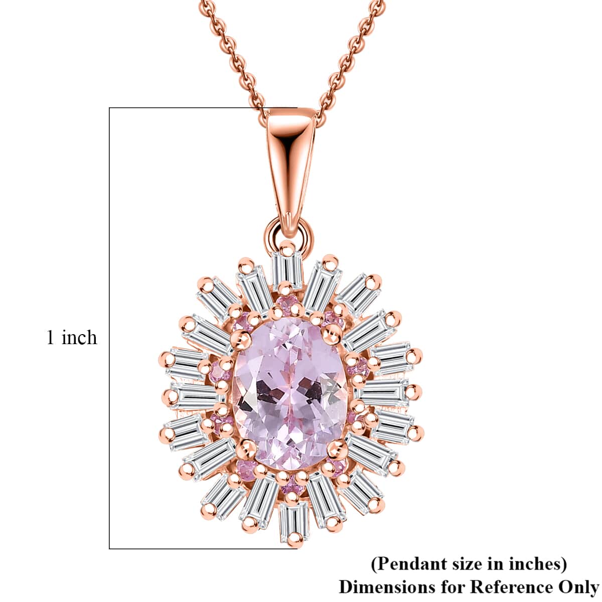 Martha Rocha Kunzite and Multi Gemstone 2.40 ctw Sparkling Love Pendant Necklace in 18K Vermeil Rose Gold Over Sterling Silver 20 Inches image number 6