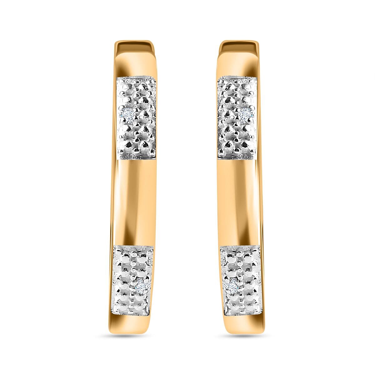 Karis Diamond 0.10 ctw Bangle Bracelet (7.25In), Earrings, Ring (Size 5) and Pendant in 18K YG Plated with ION Plated YG Stainless Steel Necklace 20 Inches