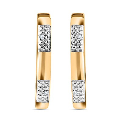 Karis Diamond 0.10 ctw Bangle Bracelet (7.25In), Earrings, Ring (Size 5) and Pendant in 18K YG Plated with ION Plated YG Stainless Steel Necklace 20 Inches