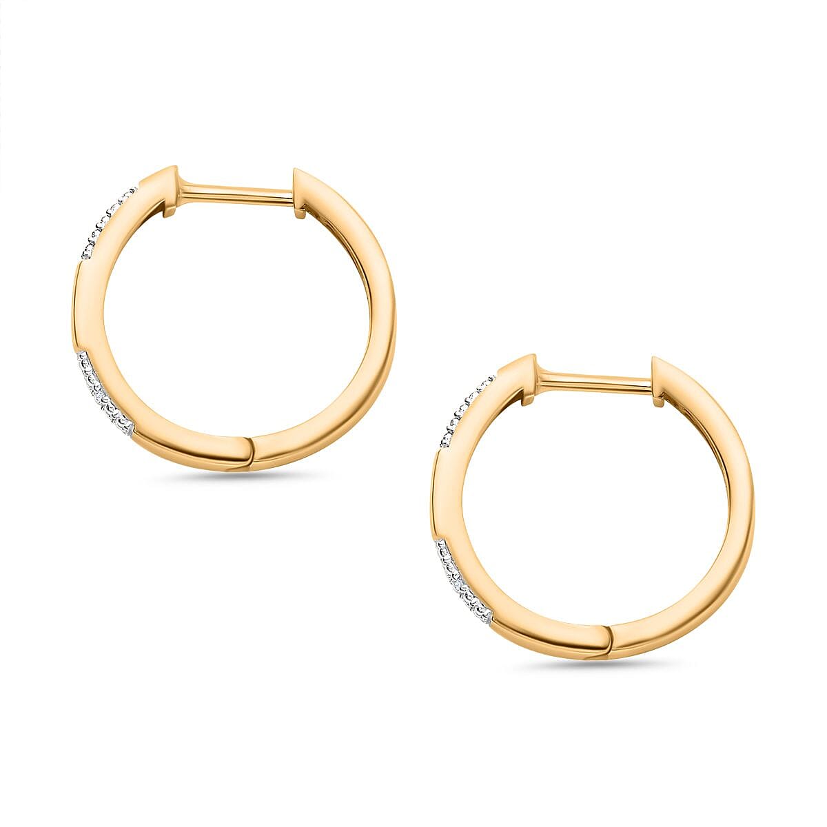 Karis Diamond 0.10 ctw Bangle Bracelet (7.25In), Earrings, Ring (Size 5) and Pendant in 18K YG Plated with ION Plated YG Stainless Steel Necklace 20 Inches
