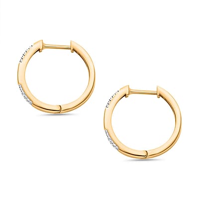 Karis Diamond 0.10 ctw Bangle Bracelet (7.25In), Earrings, Ring (Size 5) and Pendant in 18K YG Plated with ION Plated YG Stainless Steel Necklace 20 Inches