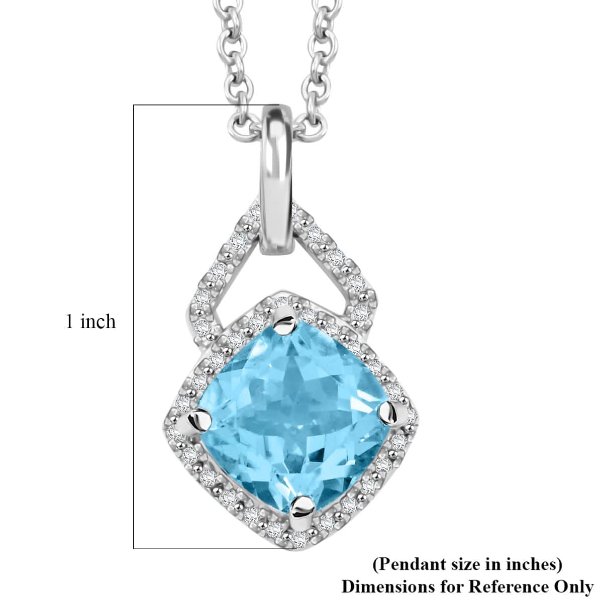 Blue Topaz and Simulated Diamond 5.10 ctw Pendant Necklace in Silvertone 18 Inches image number 5