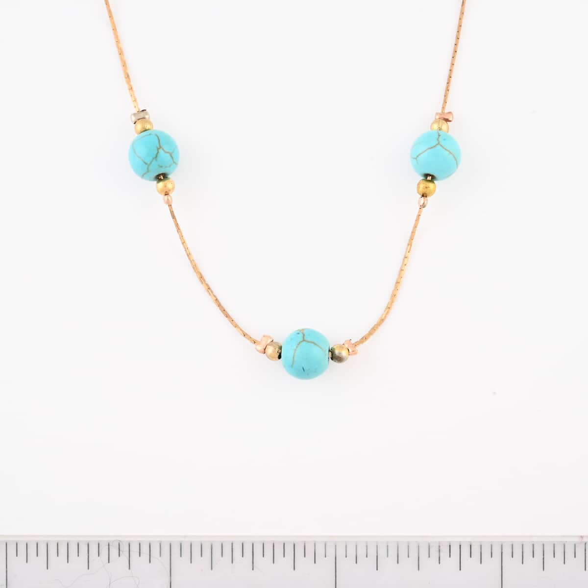 Howlite 21.60 ctw Necklace and Earrings in Goldtone 20 Inches image number 3