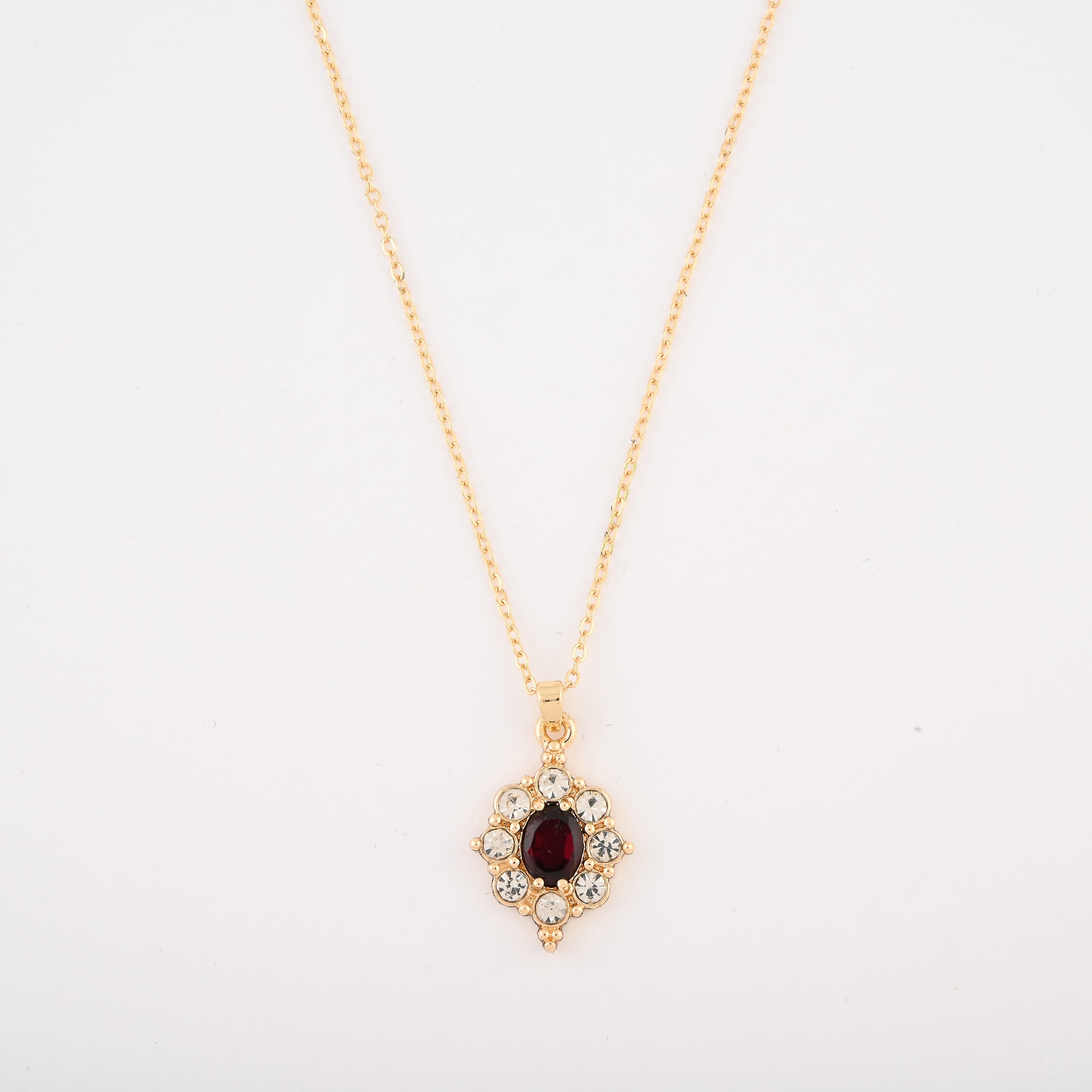 Set of 3, Simulated Garnet, Topaz and Amethyst, Simulated Diamond 12.00 ctw Necklace in Goldtone 18 Inches
