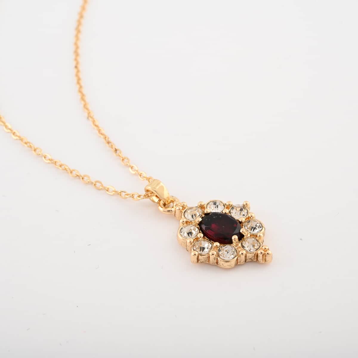 Set of 3, Simulated Garnet, Topaz and Amethyst, Simulated Diamond 12.00 ctw Necklace in Goldtone 18 Inches image number 6