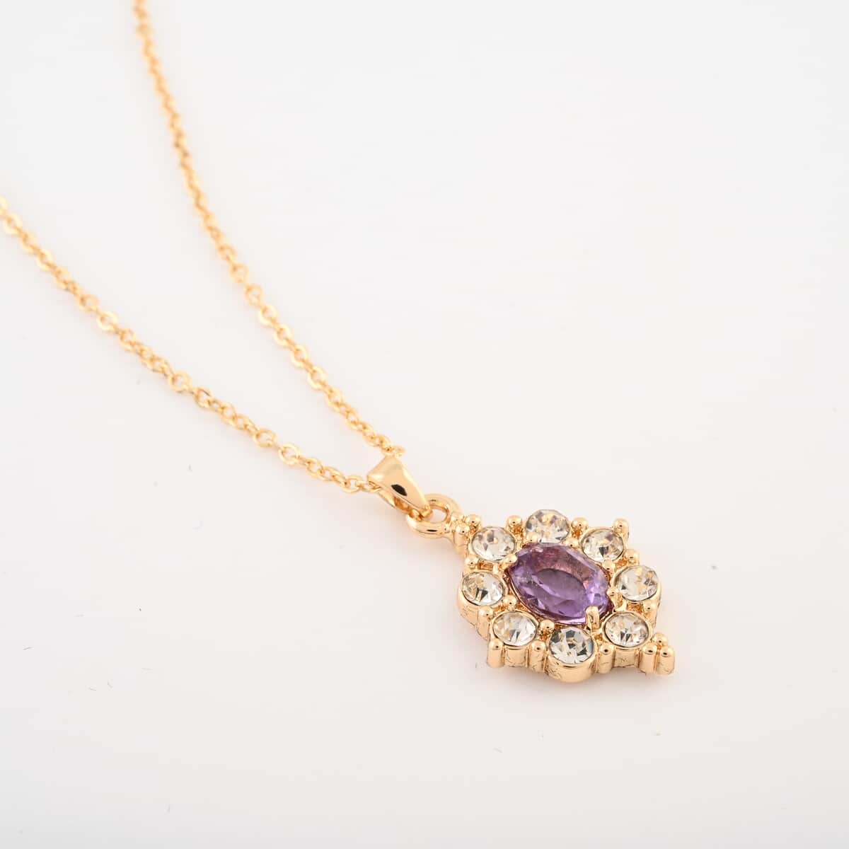 Set of 3, Simulated Garnet, Topaz and Amethyst, Simulated Diamond 12.00 ctw Necklace in Goldtone 18 Inches image number 8