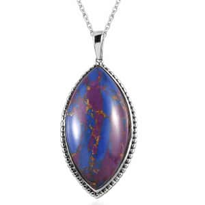 Mojave Purple Turquoise 17.65 ctw Pendant Necklace 20 Inches in Stainless Steel