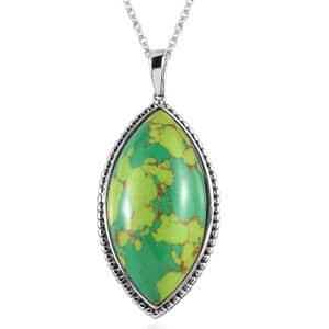 Mojave Green Turquoise 17.35 ctw Pendant Necklace (20 Inches in Stainless Steel