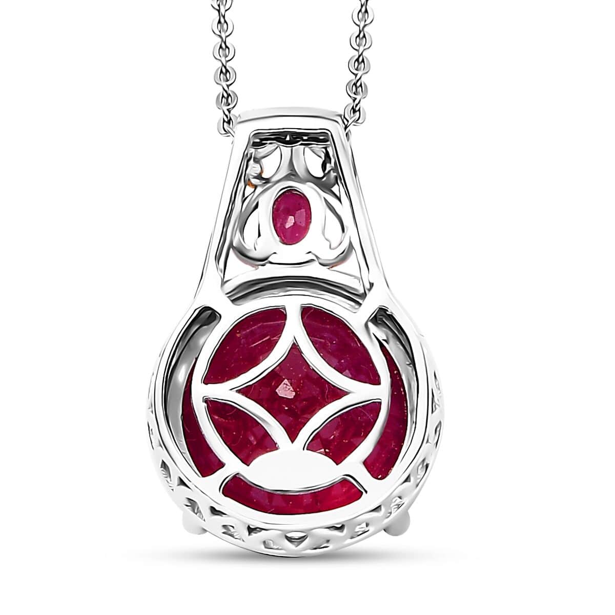 TLV Niassa Ruby (FF) (Rnd) Pendant Necklace (20 Inches) in 18K Vermeil YG and Rhodium Over Sterling Silver 8.40 ctw image number 4