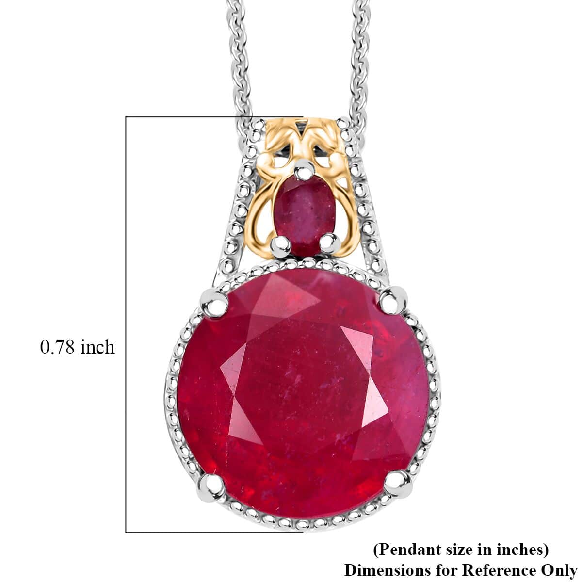 TLV Niassa Ruby (FF) (Rnd) Pendant Necklace (20 Inches) in 18K Vermeil YG and Rhodium Over Sterling Silver 8.40 ctw image number 6