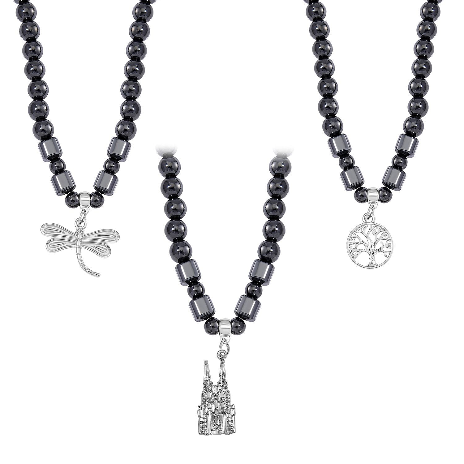 Hematite 1320.00 ctw Set of 3 Necklace 20 Inches