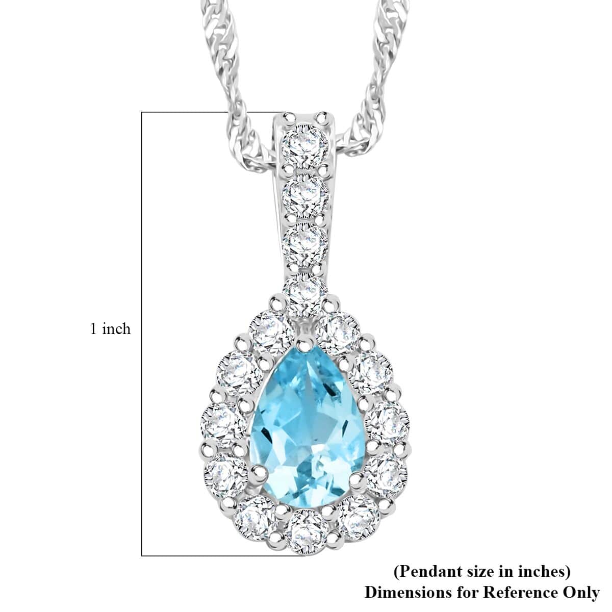 Blue Topaz and Simulated Diamond 2.15 ctw Pendant Necklace in Silvertone 18 Inches image number 5