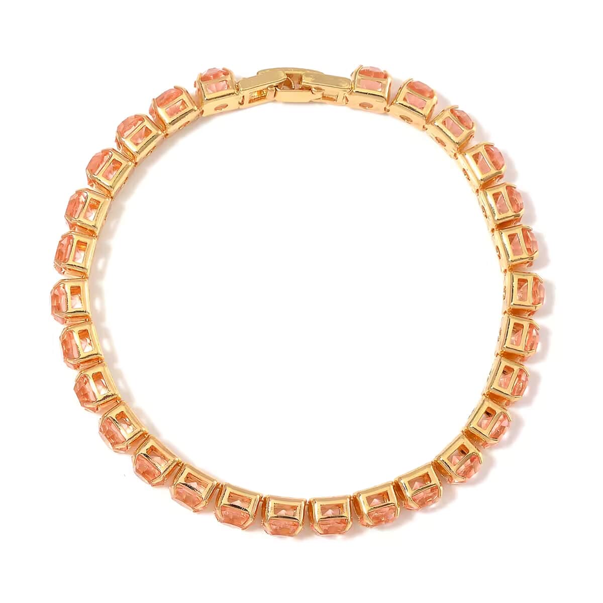 Champagne Austrian Crystal Tennis Bracelet (7.50In) and Bracelet Helper in Goldtone image number 8