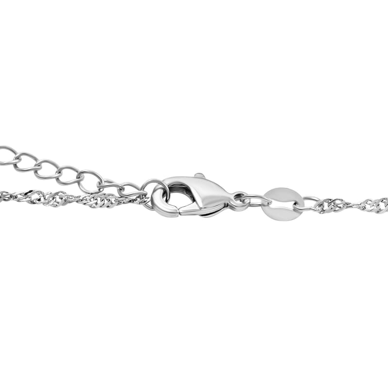 Blue Topaz and Simulated Diamond 2.30 ctw Pendant Necklace in Silvertone 18 Inches