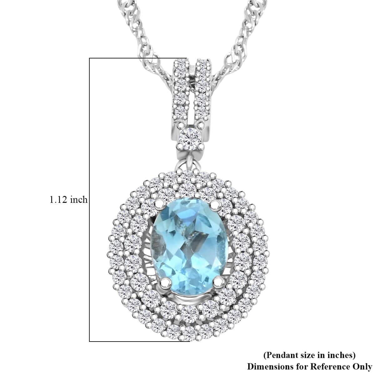 Blue Topaz and Simulated Diamond 2.30 ctw Pendant Necklace in Silvertone 18 Inches image number 4