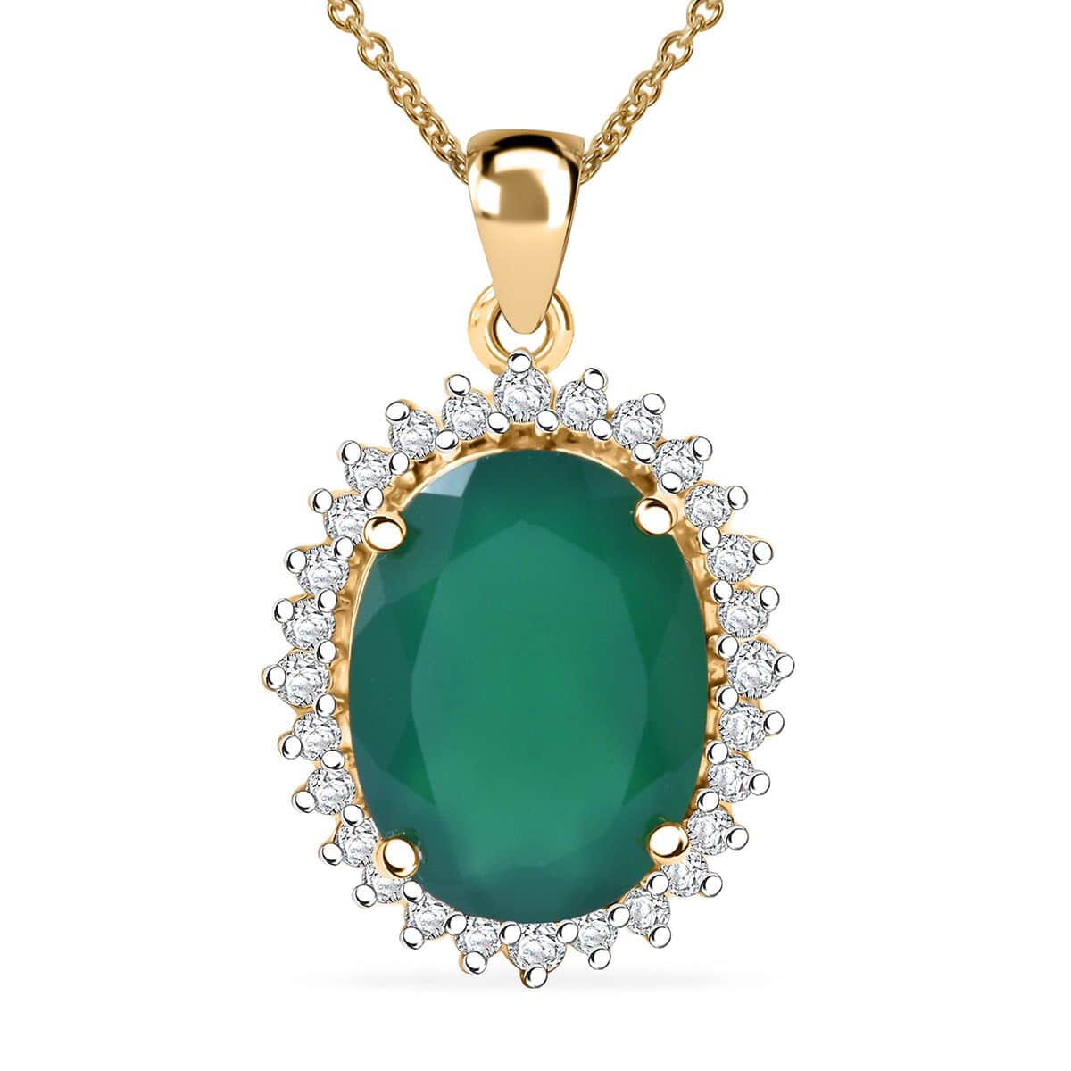 Verde Onyx 8.80 ctw Forest Bloom Pendant Necklace 18 Inches in Vermeil Yellow Gold Over Sterling Silver image number 0