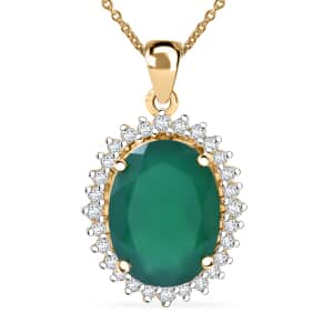 Verde Onyx 8.80 ctw Forest Bloom Pendant Necklace 18 Inches in Vermeil Yellow Gold Over Sterling Silver