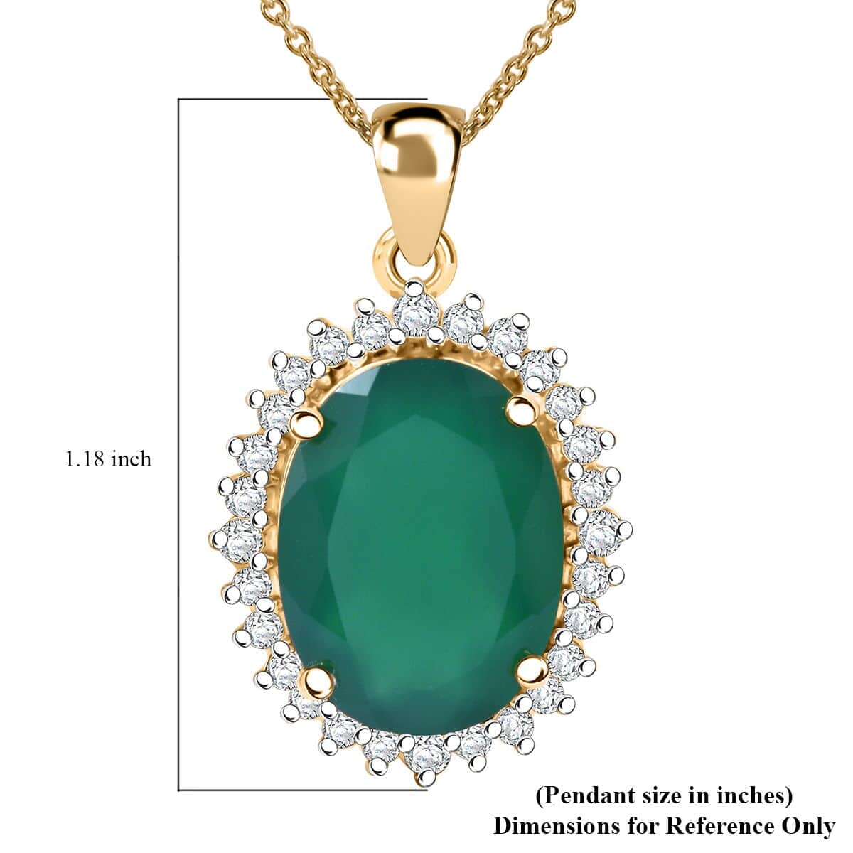 Verde Onyx 8.80 ctw Forest Bloom Pendant Necklace 18 Inches in Vermeil Yellow Gold Over Sterling Silver image number 5