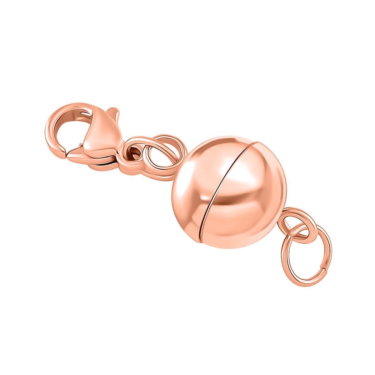 One Time Only 9mm Lobster and Magnetic Lock with 2Inch Each Side Snake Extender Chain with 0.6x5mm Ring and 6mm Adjusting Smooth Beads Rhodium Over Stainless Steel