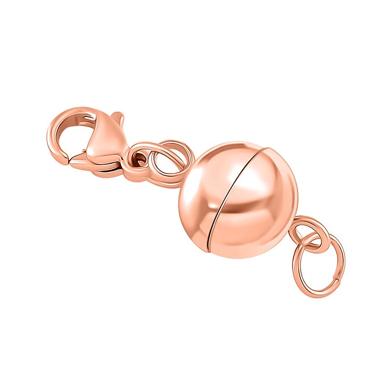 9mm Lobster and Magnetic Lock with 2Inch Each Side Snake Extender Chain with 0.6x5mm Ring and 6mm Adjusting Smooth Beads, 9.3×9.5 mm Push Back (3 Pairs) ION Plated RG Stainless Steel
