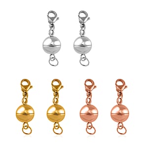 Doorbuster 9mm Lobster and Magnetic Lock with 2Inch Each Side Snake Extender Chain with 0.6x5mm Ring and 6mm Adjusting Smooth Beads, 9.3&times;9.5 mm Push Back (3 Pairs) ION Plated RG Stainless Steel