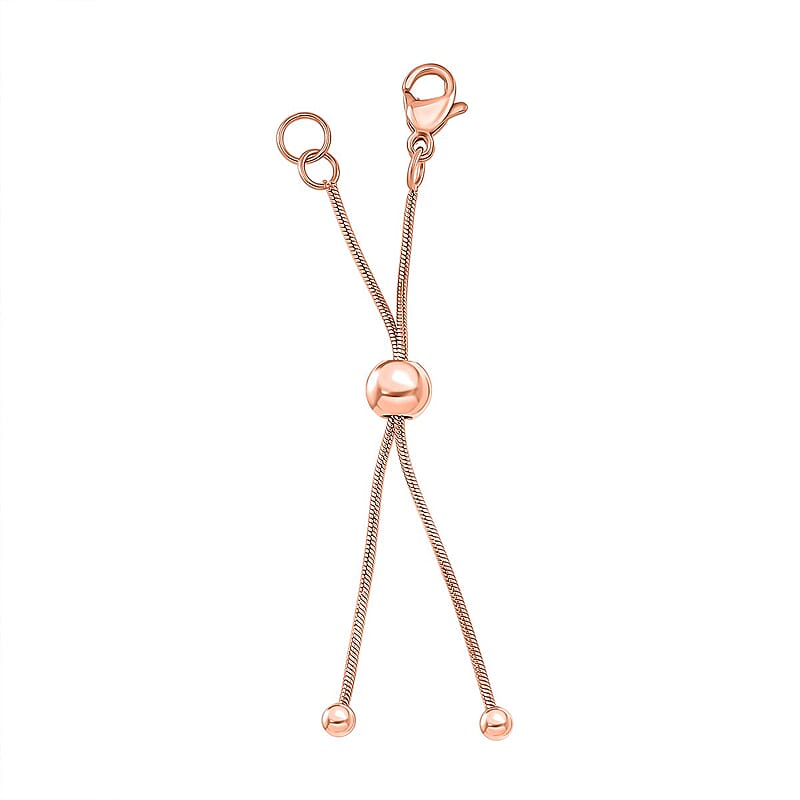 9mm Lobster and Magnetic Lock with 2Inch Each Side Snake Extender Chain with 0.6x5mm Ring and 6mm Adjusting Smooth Beads, 9.3×9.5 mm Push Back (3 Pairs) ION Plated RG Stainless Steel