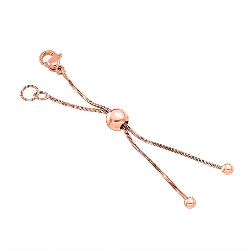 9mm Lobster and Magnetic Lock with 2Inch Each Side Snake Extender Chain with 0.6x5mm Ring and 6mm Adjusting Smooth Beads, 9.3×9.5 mm Push Back (3 Pairs) ION Plated RG Stainless Steel