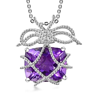 Moroccan Rose 5.25 ctw Love Bow Pendant Necklace in Rhodium Over Sterling Silver 20 Inches