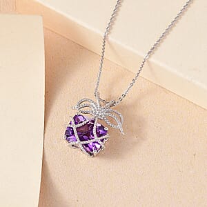 Moroccan Rose 5.25 ctw Love Bow Pendant Necklace in Rhodium Over Sterling Silver 20 Inches