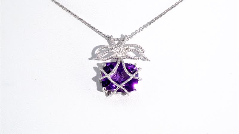 Moroccan Rose 5.25 ctw Love Bow Pendant Necklace in Rhodium Over Sterling Silver 20 Inches
