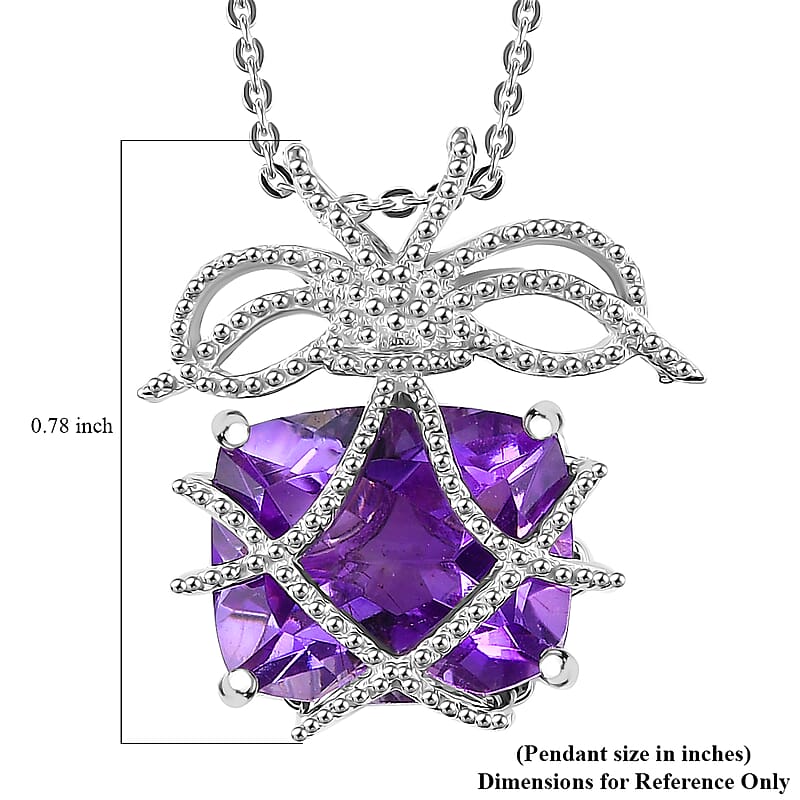 Moroccan Rose 5.25 ctw Love Bow Pendant Necklace in Rhodium Over Sterling Silver 20 Inches