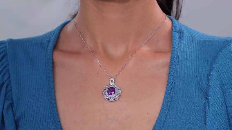 Moroccan Rose 5.65 ctw Floral Pendant Necklace in Rhodium Over Sterling Silver 20 Inches